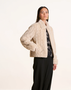Faye Cable Faux Jacket Ecru