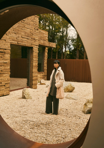 Faye Ecru Coat Fur Trim