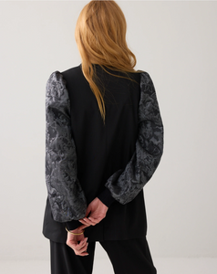Summum Pinstripe Blazer with Jacquard Sleeve