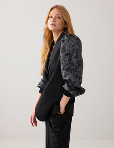 Summum Pinstripe Blazer with Jacquard Sleeve