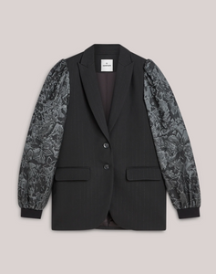 Summum Pinstripe Blazer with Jacquard Sleeve