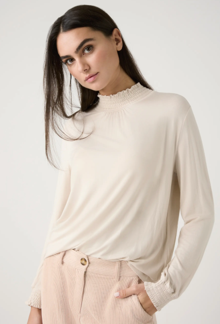 More and More Powder Cream Long Sleeve Top