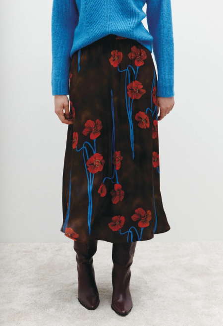 More and More Print Satin Skirt