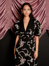 Load image into Gallery viewer, SJ Ripple Bow Embellished Midi Dress
