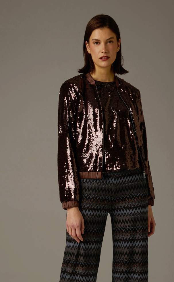 More and More Chocolate Sequin Zip Jacket