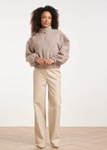 Load image into Gallery viewer, Sadie White &amp; Taupe Stripe Bomber 26502
