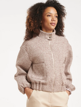 Load image into Gallery viewer, Sadie White &amp; Taupe Stripe Bomber 26502
