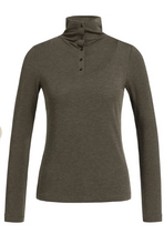 Load image into Gallery viewer, Yaya Jersey BUtton Polo Blk/Brown Melange
