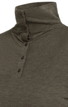 Load image into Gallery viewer, Yaya Jersey BUtton Polo Blk/Brown Melange
