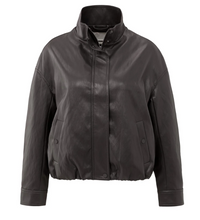 Load image into Gallery viewer, Yasmine Chocolate Short faux leather jacket with elastic hem
