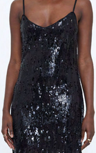 Load image into Gallery viewer, Winnie Black Sequin Strappy Dress
