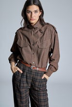 Load image into Gallery viewer, Allegra Brown Military Style Shirt Jacket

