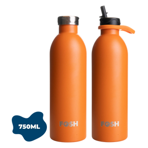 FOSH Seville | Vital 2.0 Insulated 750ml Reusable Bottle: Orange / Both Lids