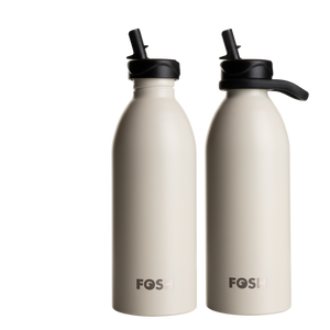 FOSH Sea Salt | Active 2.0 Uninsulated 670ml Reusable Bottle: Black / Both Lids