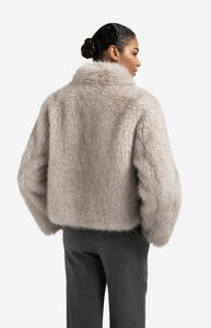 Faux fur jacket with stand-up collar - Type: lookbook