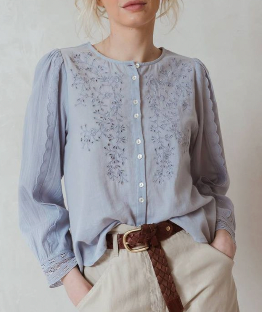 Nina Floral Embroidery Shirt
